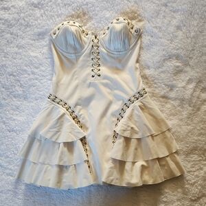 Oh Polly Cream Strapless Dress